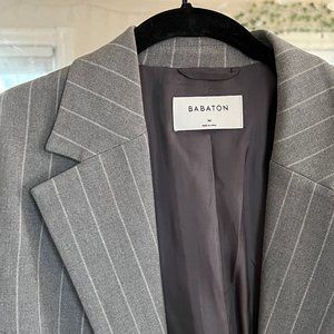 Grey & White Pinstripe Babaton Concept Blazer by Aritzia